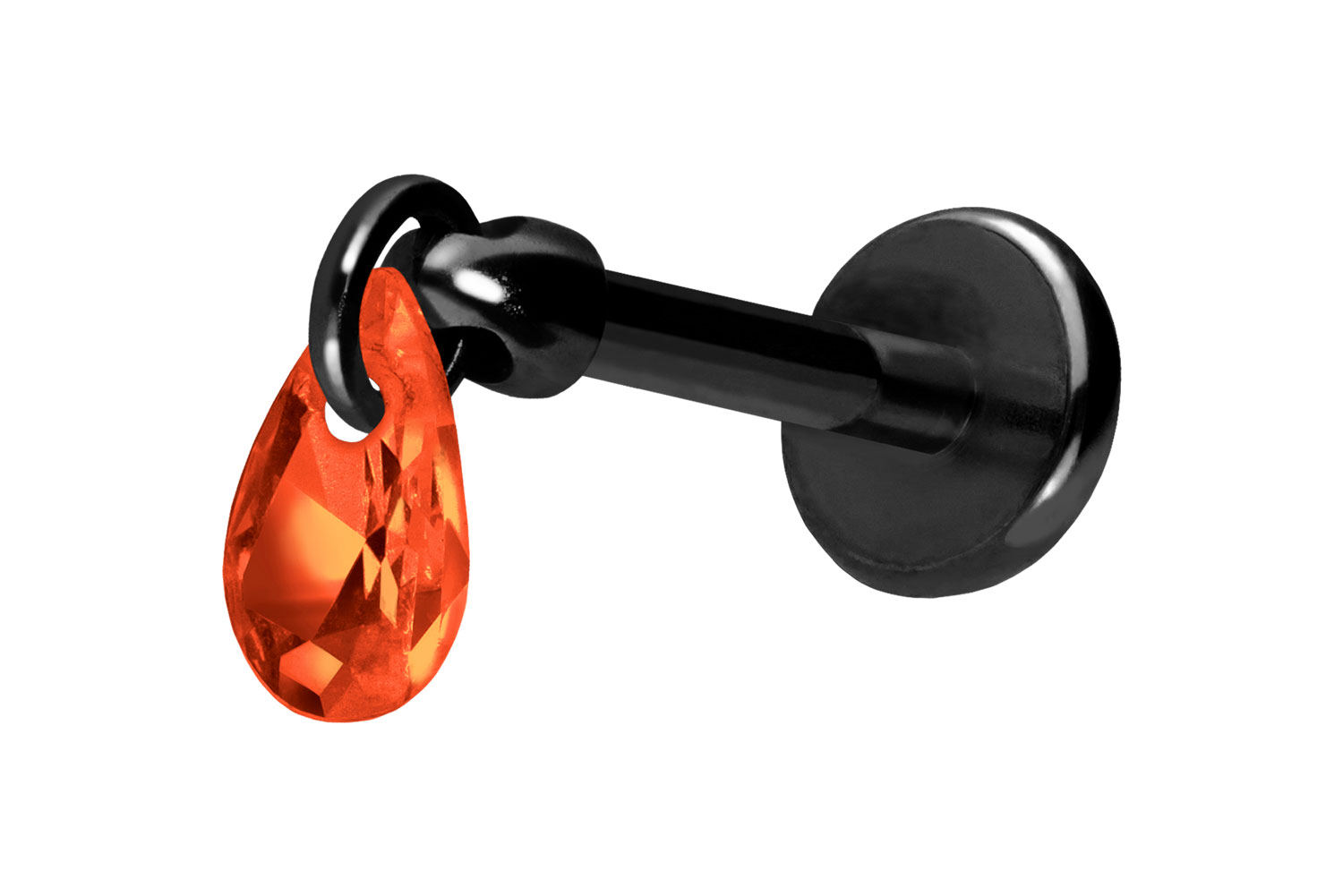 Titan Labret Piercing mit Push Fit KRISTALLTROPFEN